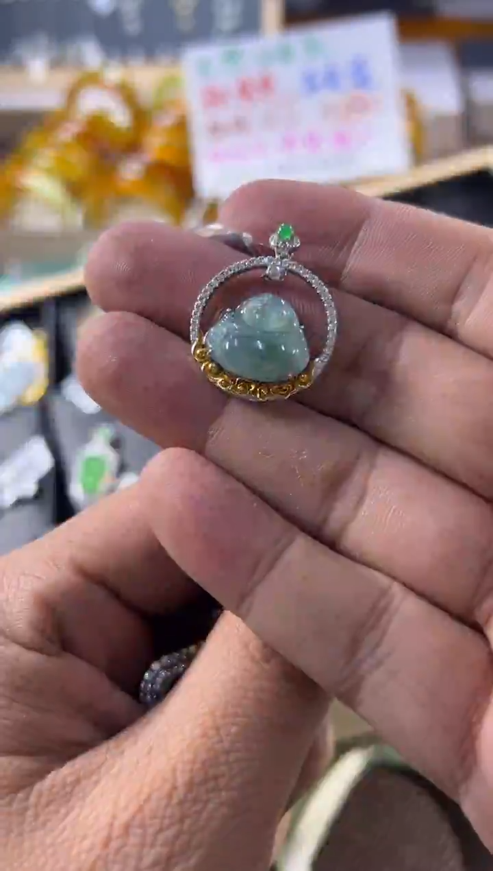 颈饰银S925镶嵌翡翠如*1