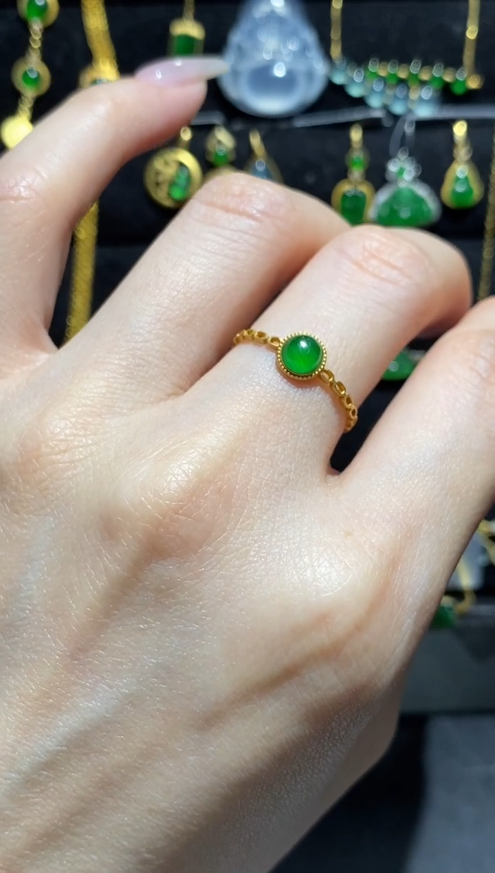 【闪购商品】翡翠戒指18K金镶嵌戒指
