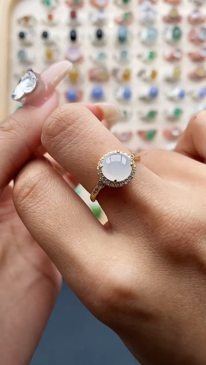 【闪购商品】翡翠戒指银S925镶嵌缅甸天然A货翡翠333   9-5