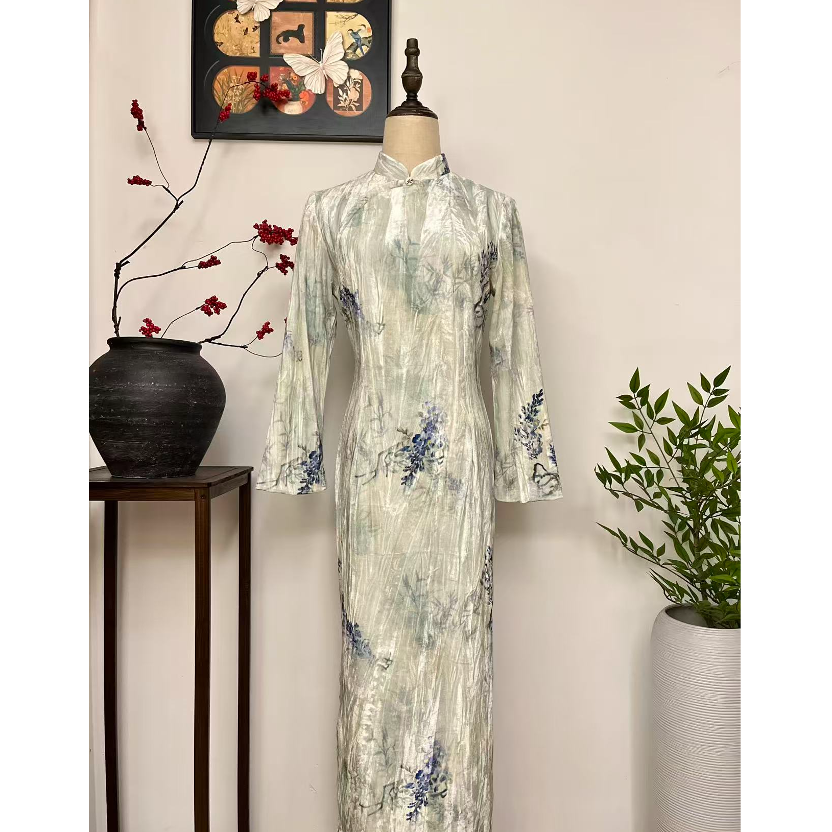 【醉清风】早秋新款七分袖长旗袍旗袍时尚ins复古日常