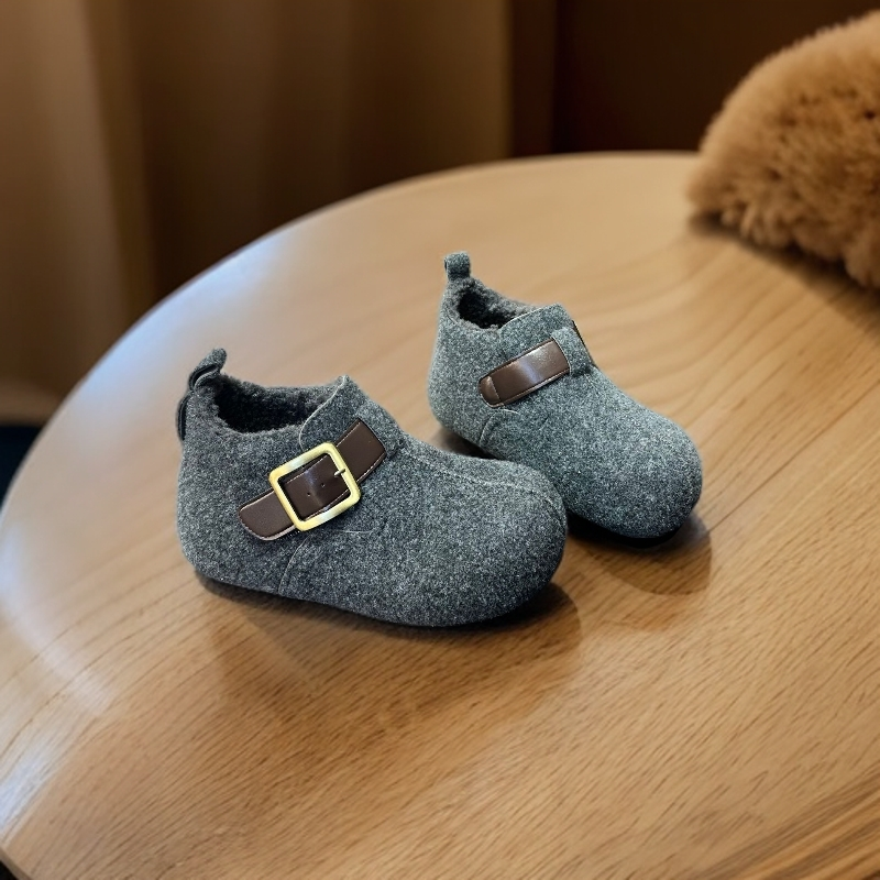 新款防水毛呢增高加绒保暖勃肯鞋女2025冬季新款魔术贴高帮女鞋