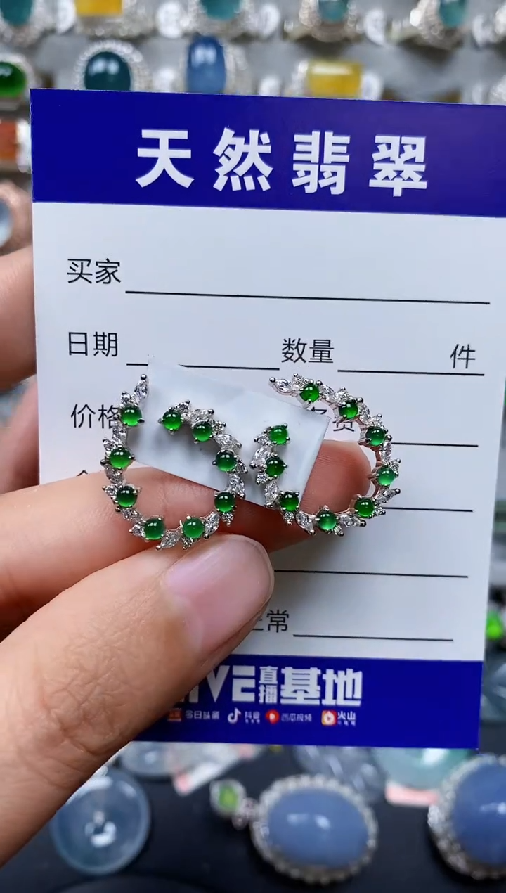 【闪购商品】翡翠耳饰银S925镶嵌0275