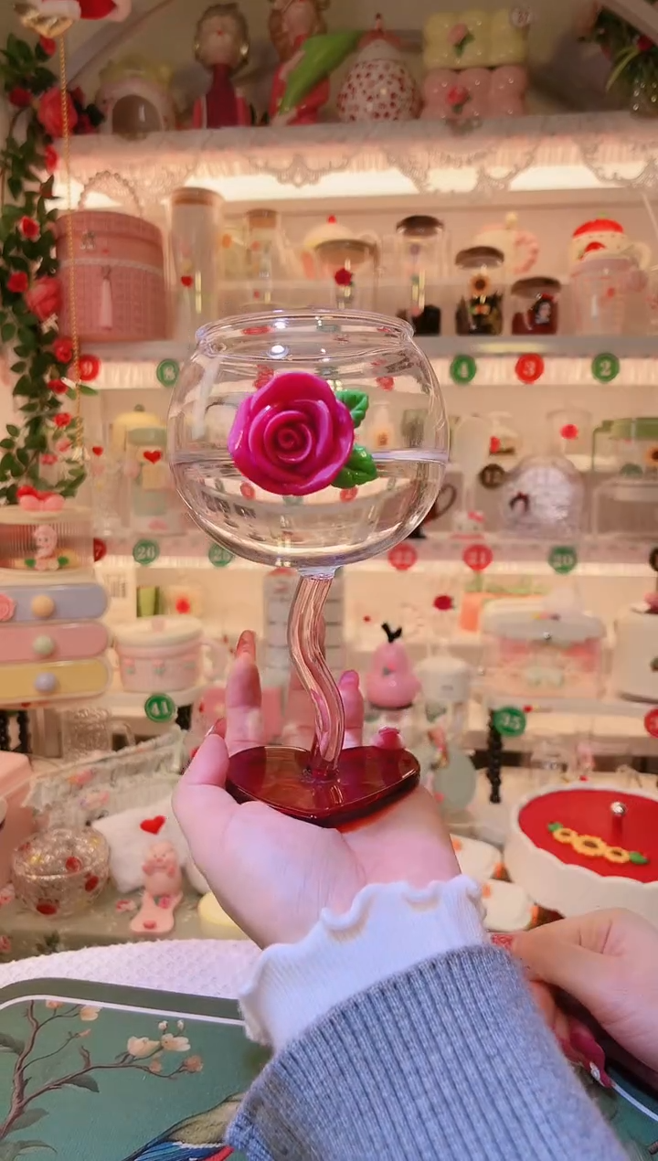 玫瑰花爱心红酒杯——小家焕新必备！