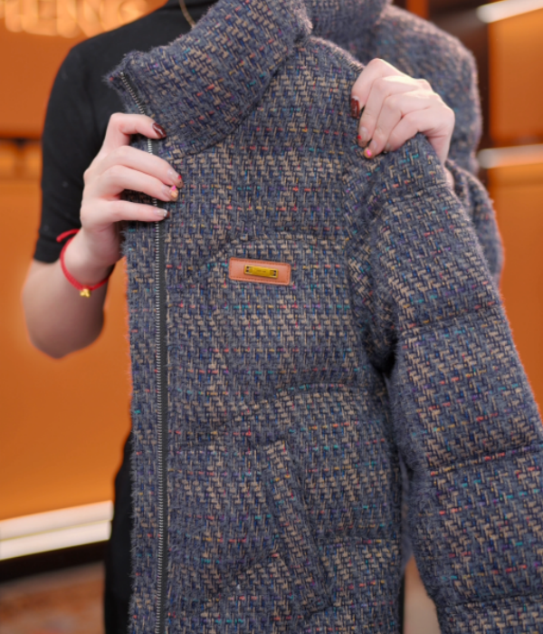 [甄选大朵鸭绒]25年冬苍桧黑保暖小香风外套时髦减龄白鸭绒羽绒服