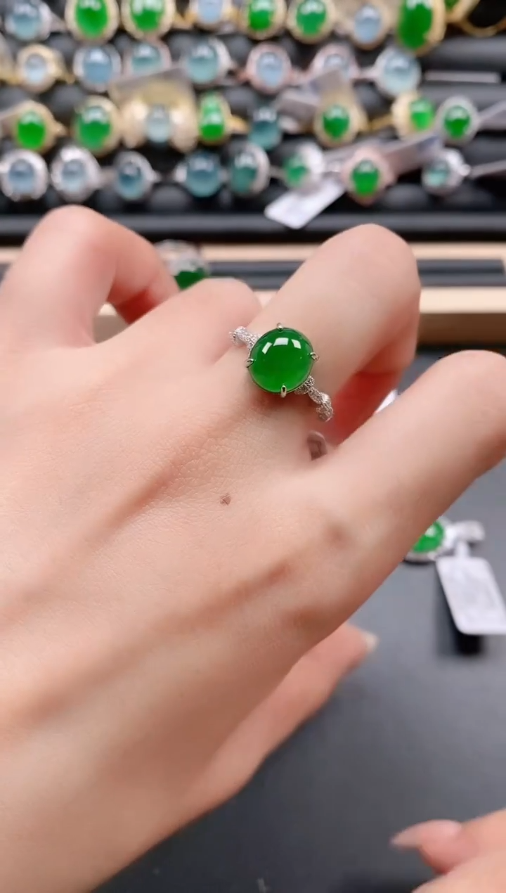 银S925镶嵌戒指翡翠11111