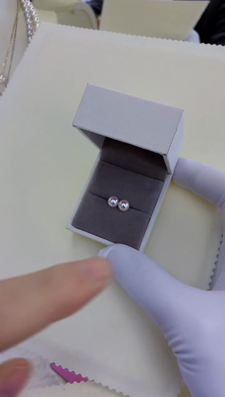 银S925镶嵌饰品海水珍珠5-6素钉定制·银针