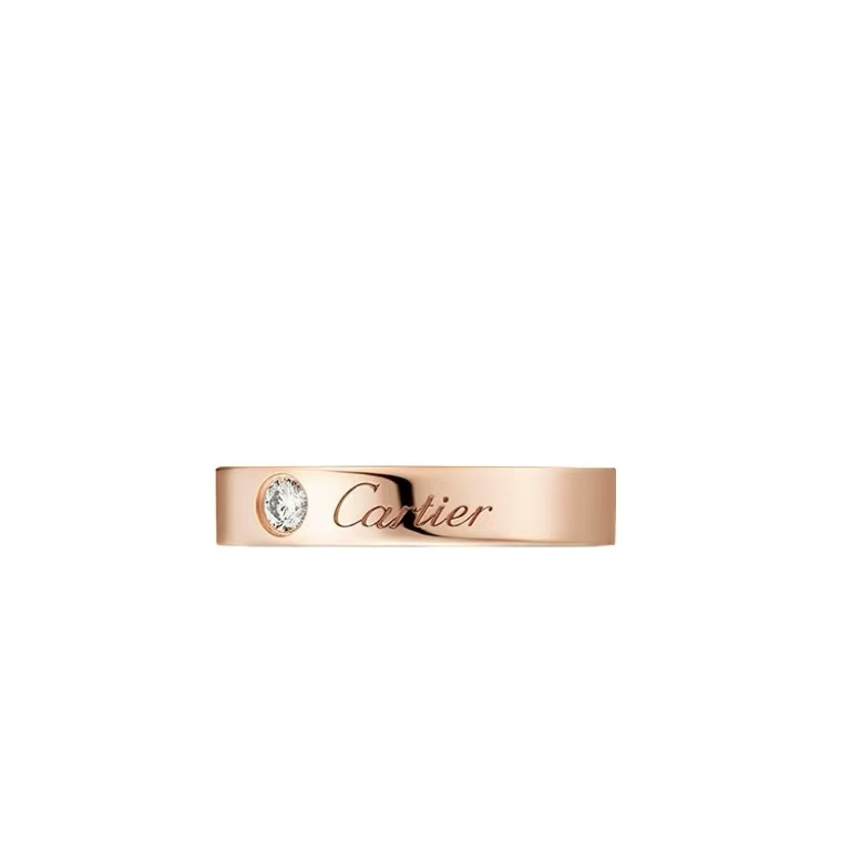 99新 Cartier/卡地亚 卡地亚C系列玫瑰金钻石窄版戒指B4086400