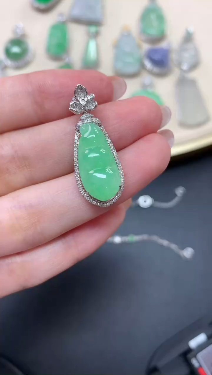 翡翠18K金镶嵌吊坠(不含链)W454|4980