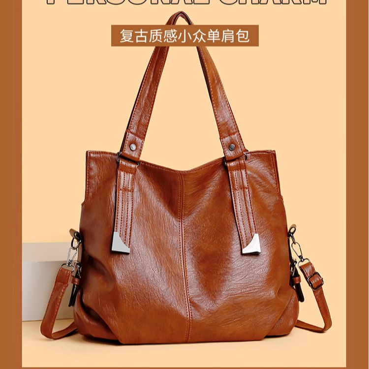 【长26高30宽15】新款时尚百搭小众大容量复古复古托特包棕色9029