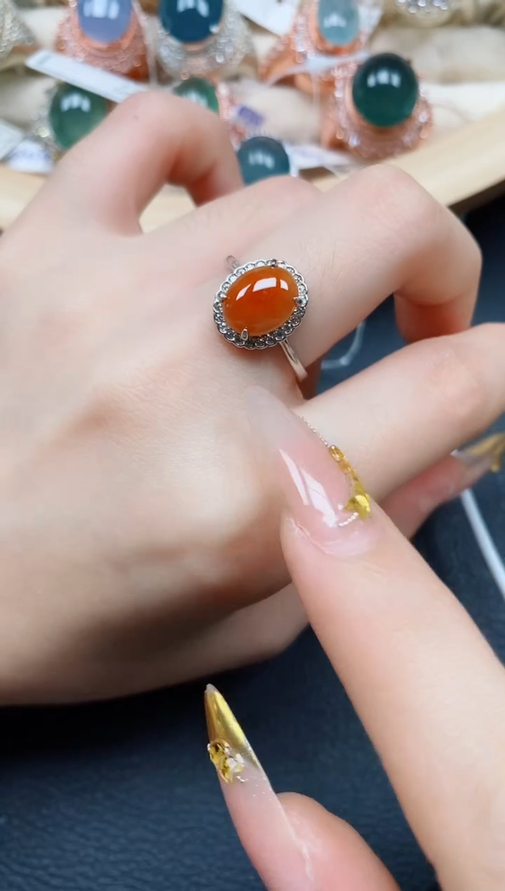 【闪购商品】翡翠戒指银S925镶嵌翡翠