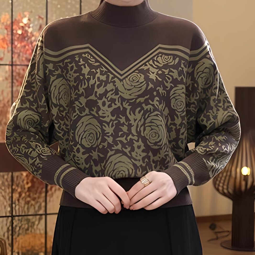 女针织长袖毛针织衫中老年保暖毛衣秋冬洋气上衣毛衣宽松圆领