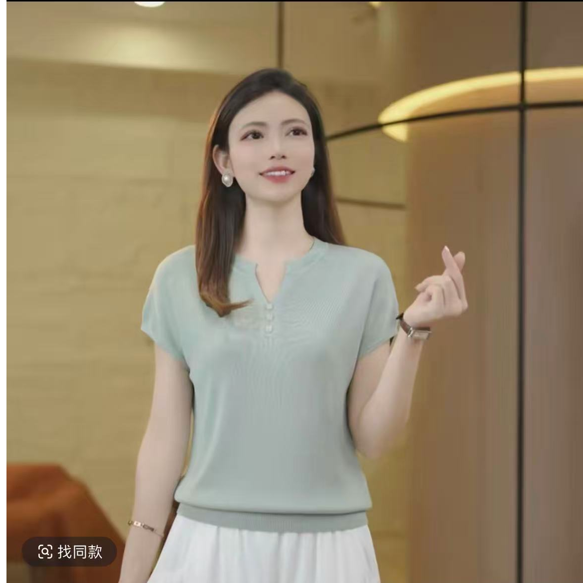 欧若风1】修身短袖女装毛针织衫夏季