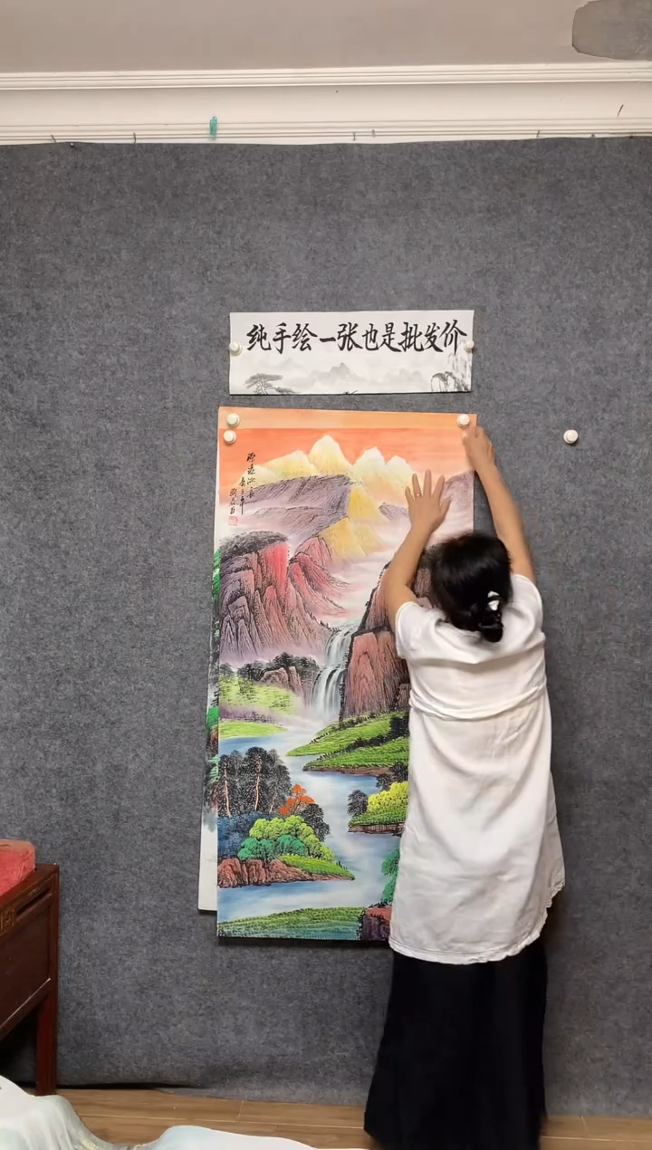 国画刘磊老师纯手绘画作源远流长尺寸136*68