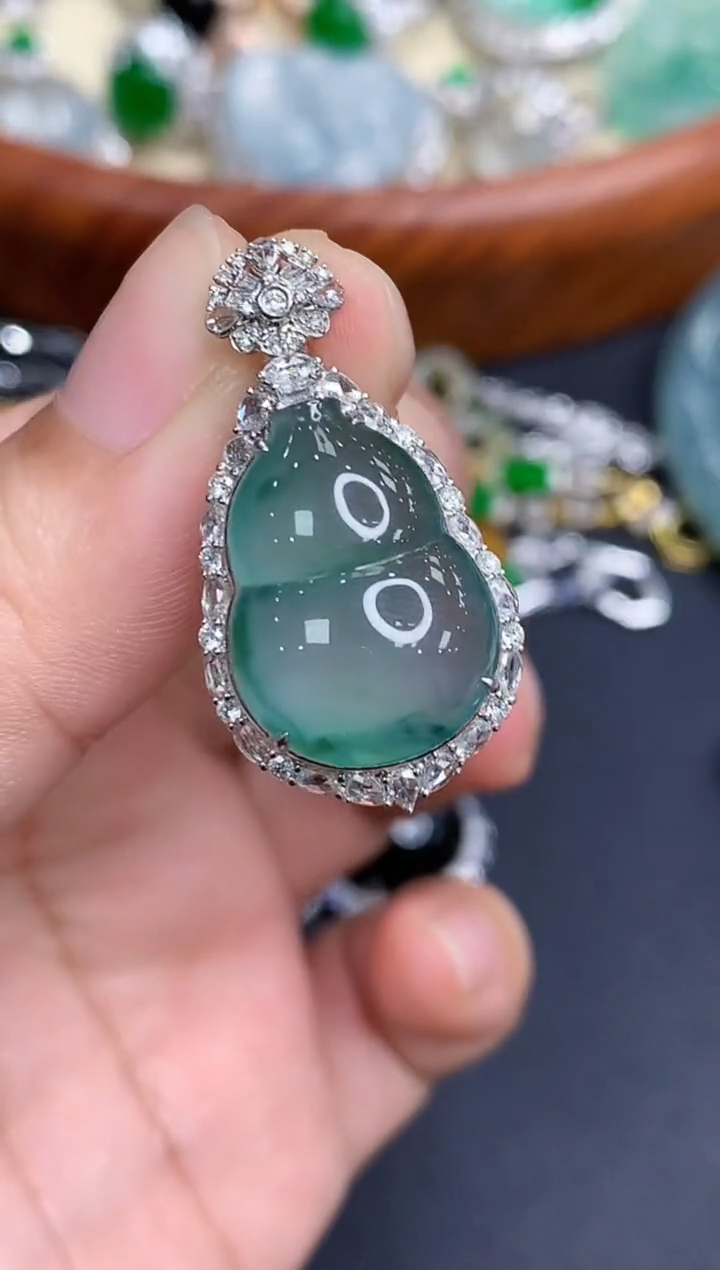 颈饰18K金镶嵌翡翠593-中国好珍宝