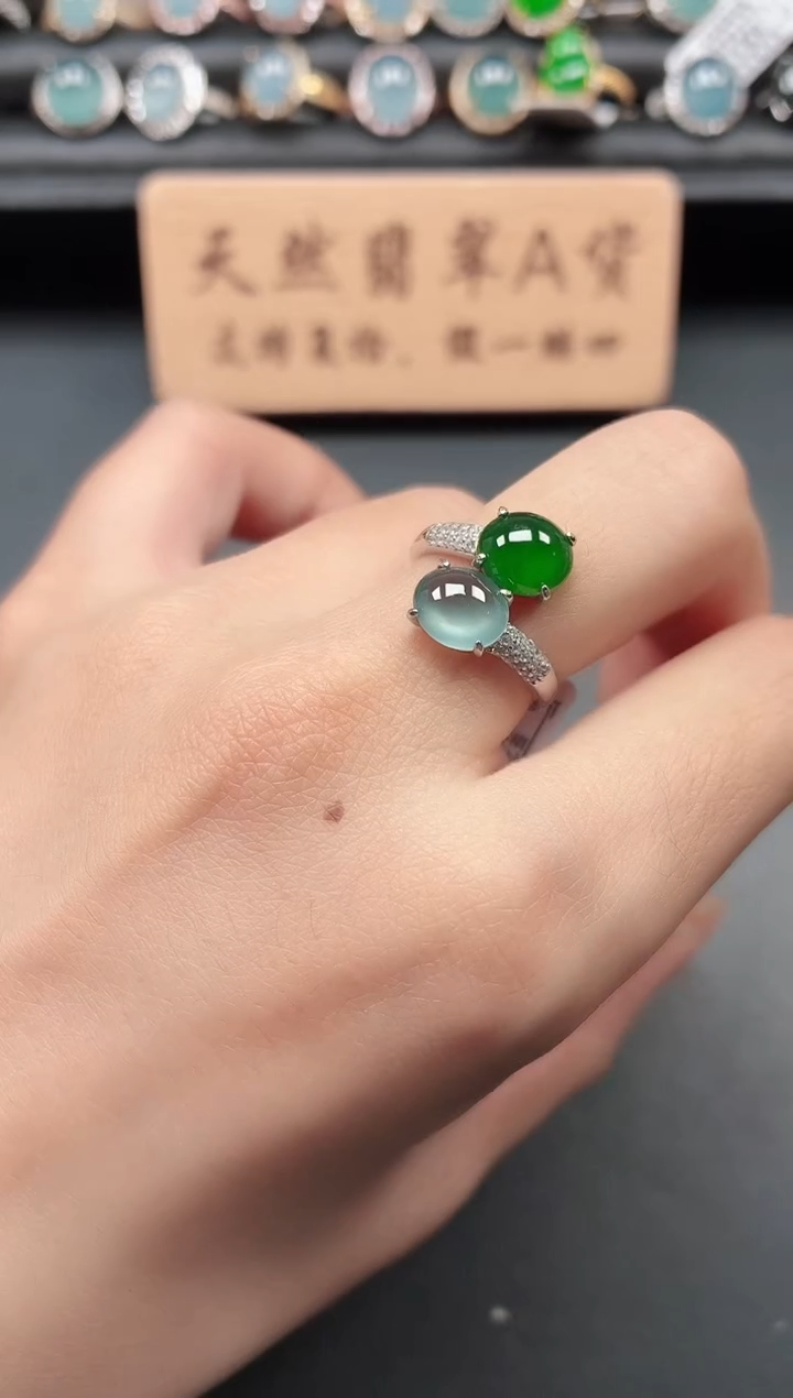 银S925镶嵌戒指翡翠111