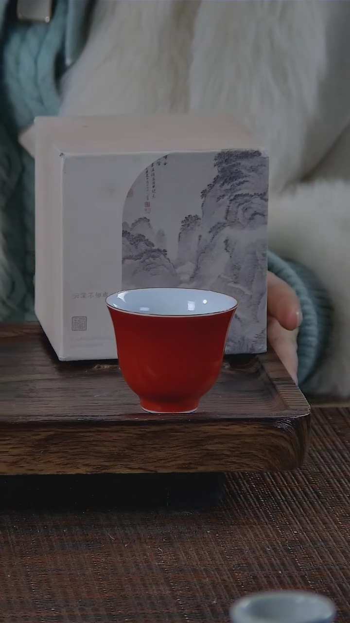 【闪购商品】折葵非器手工手绘霁红紫金口杯