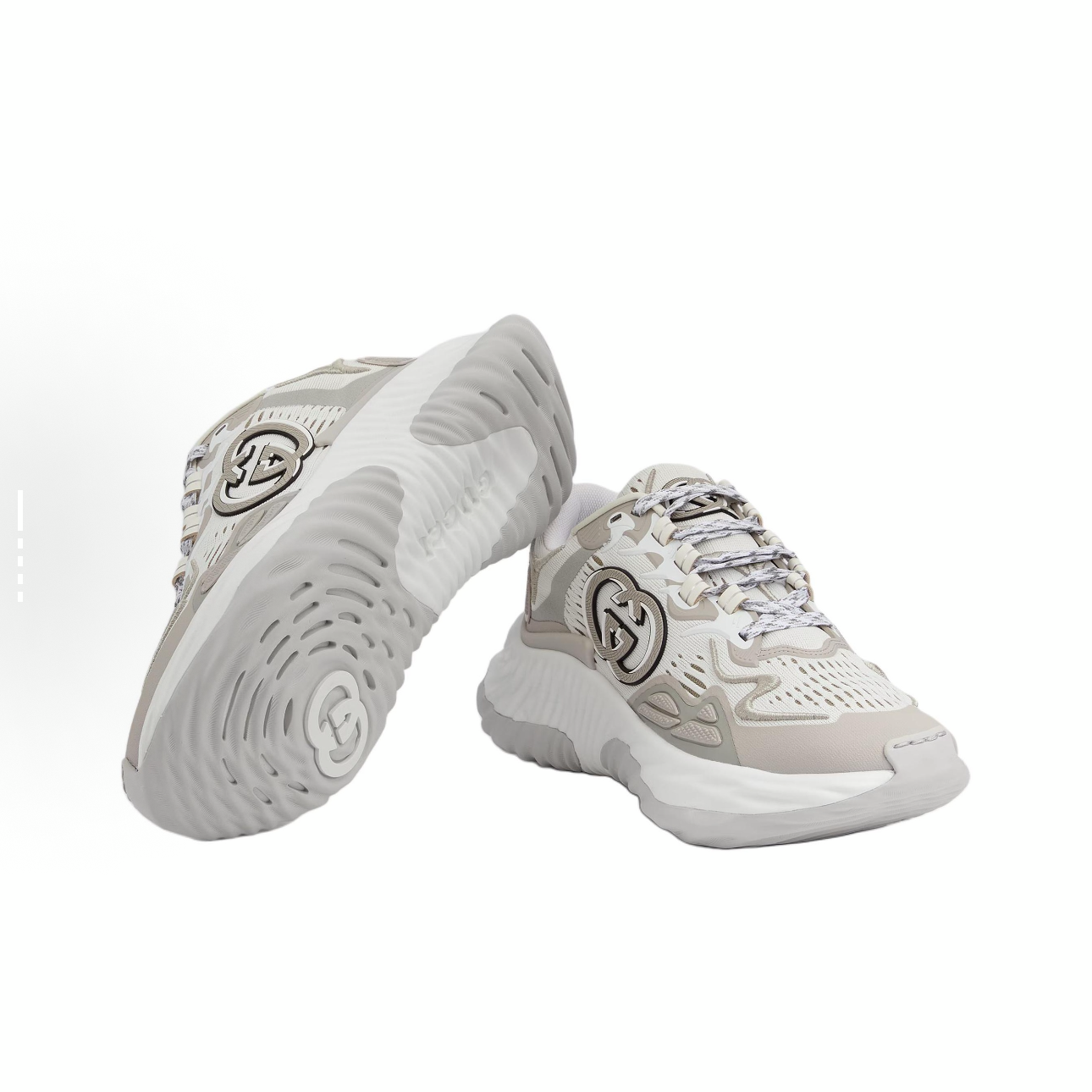 未使用 GUCCI/古驰 全新 Ripple网布 圆头系带 厚底 低帮 休闲鞋