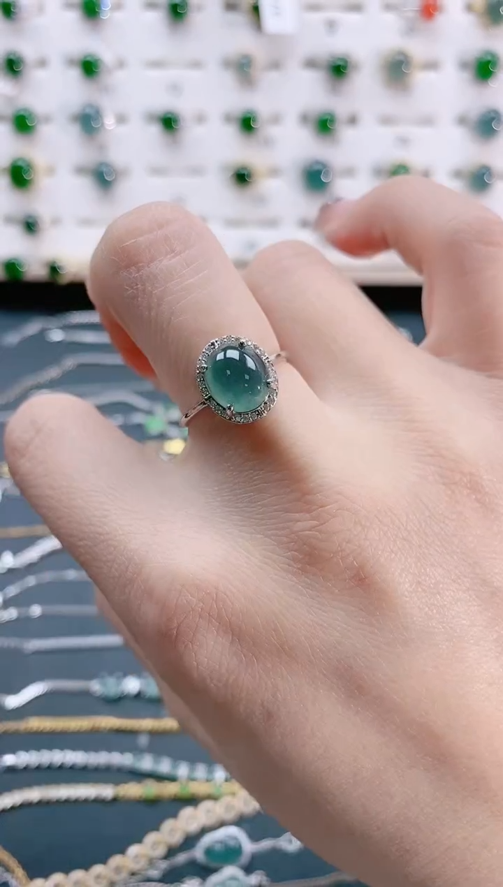 【闪购商品】翡翠戒指银S925镶嵌天然翡翠