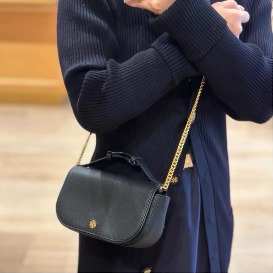 未使用 TORY BURCH/汤丽柏琦 新款EMERSON十字牛小号马鞍包