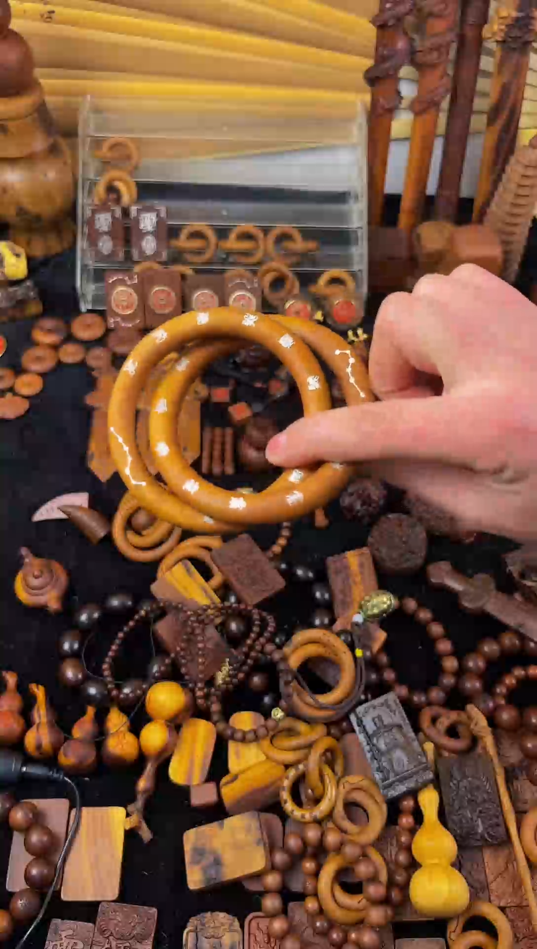 【闪购商品】枣木枣木70镶嵌银乾坤圈一物一拍