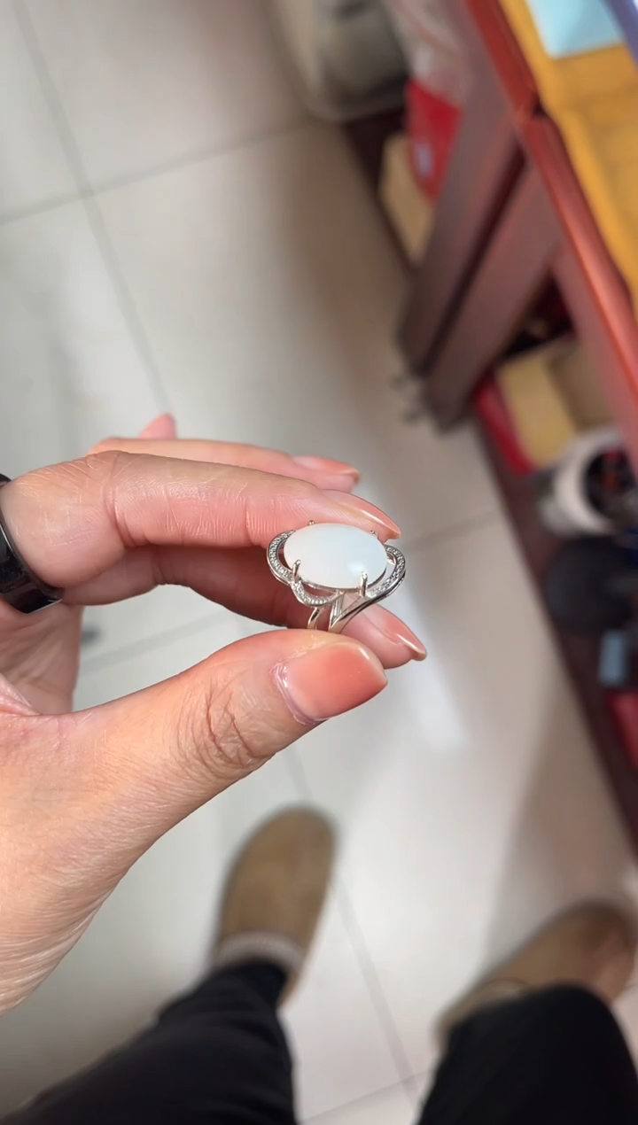 【闪购商品】和田玉戒指银S925镶嵌戒指