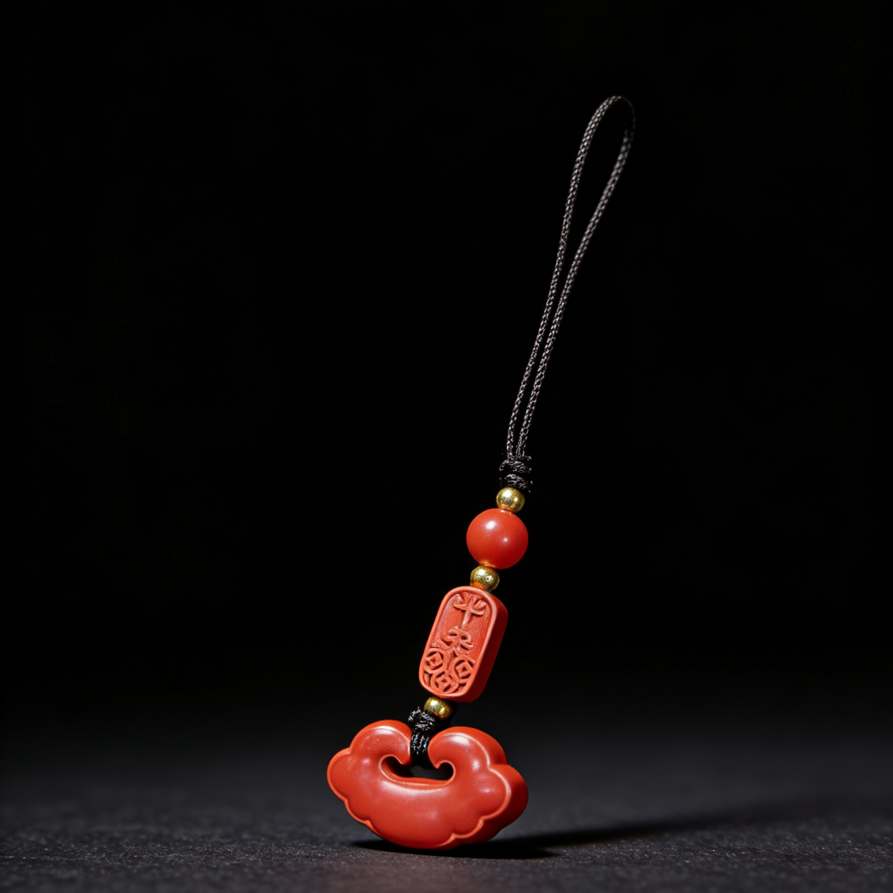 含辰砂工艺品含辰砂工艺品天然朱砂如意锁吊坠钥匙扣挂饰男女款