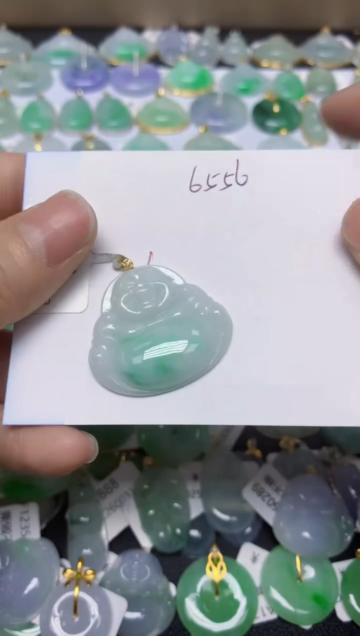 【闪购商品】翡翠18K金镶嵌挂件天然翡翠A货