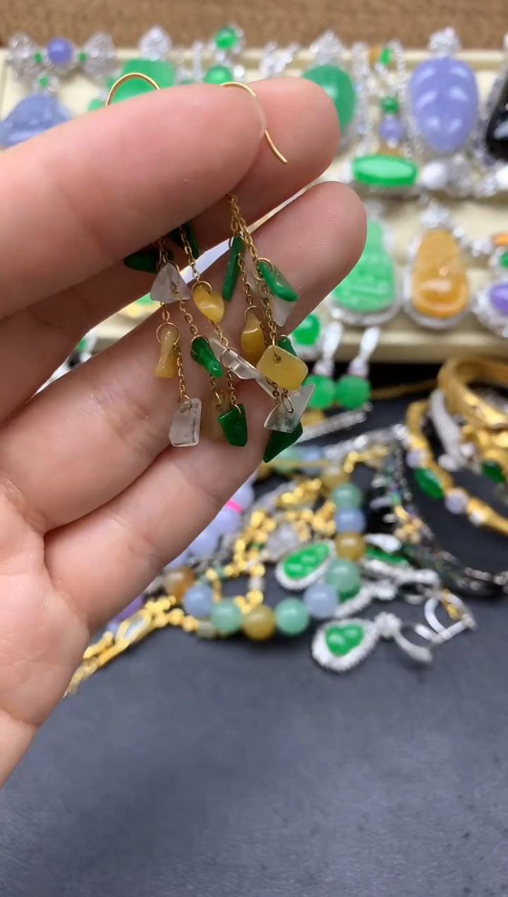 【闪购商品】翡翠耳饰18K金镶嵌83-中国好珍宝