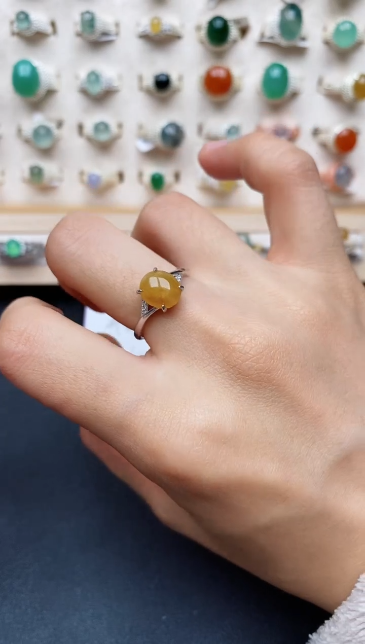 【闪购商品】翡翠戒指银S925镶嵌缅甸翡翠