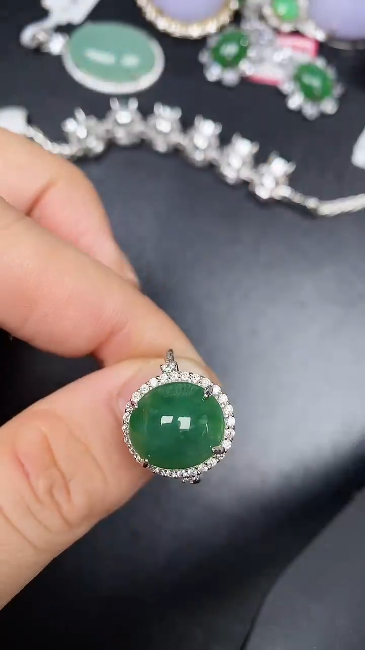 银S925镶嵌戒指翡翠1300