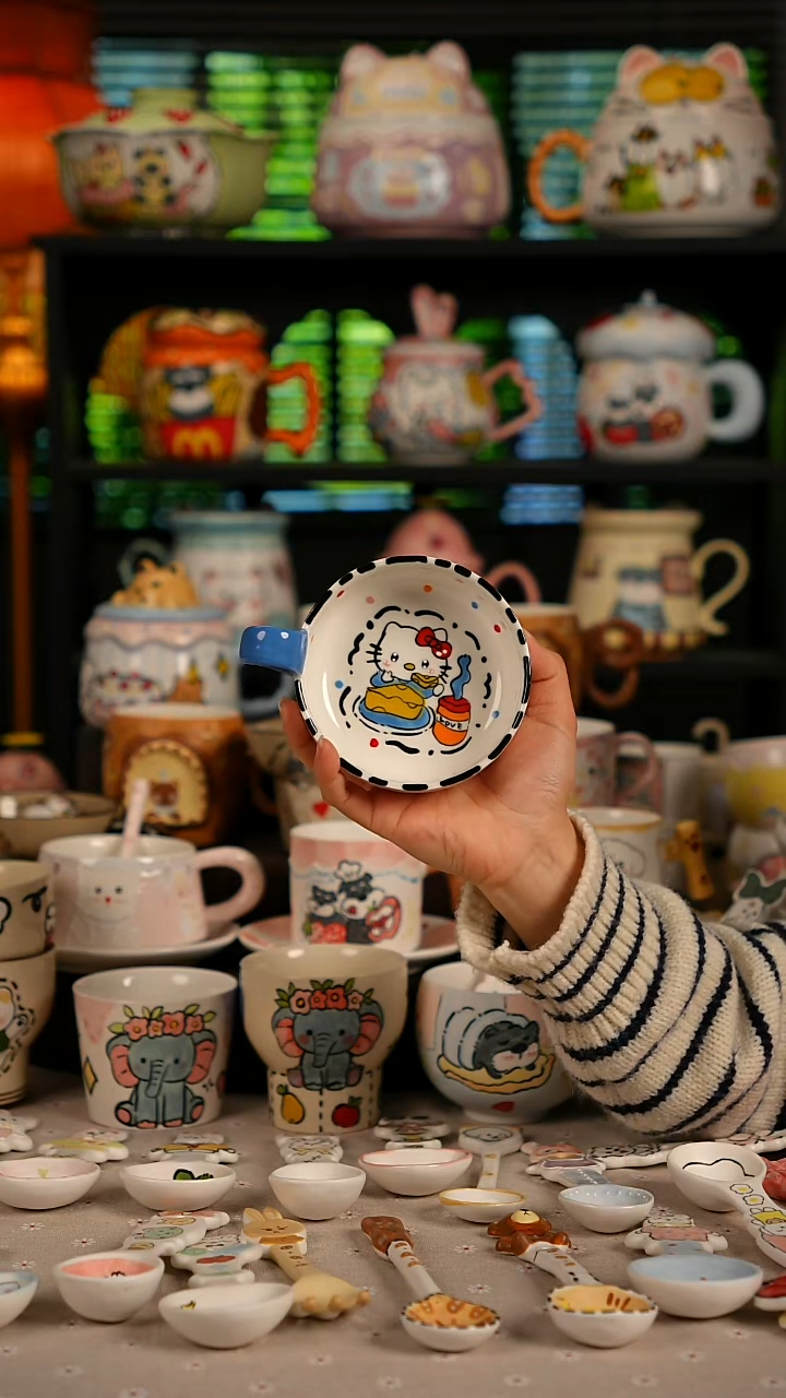 陶瓷无盖款景德镇创意手工手绘陶瓷釉下彩