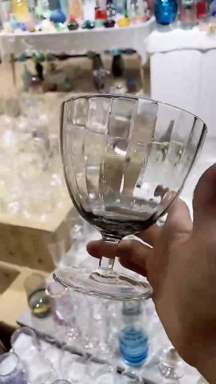 【闪购商品】水晶玻璃2支同款宽楞原色的不是喷色矮脚杯