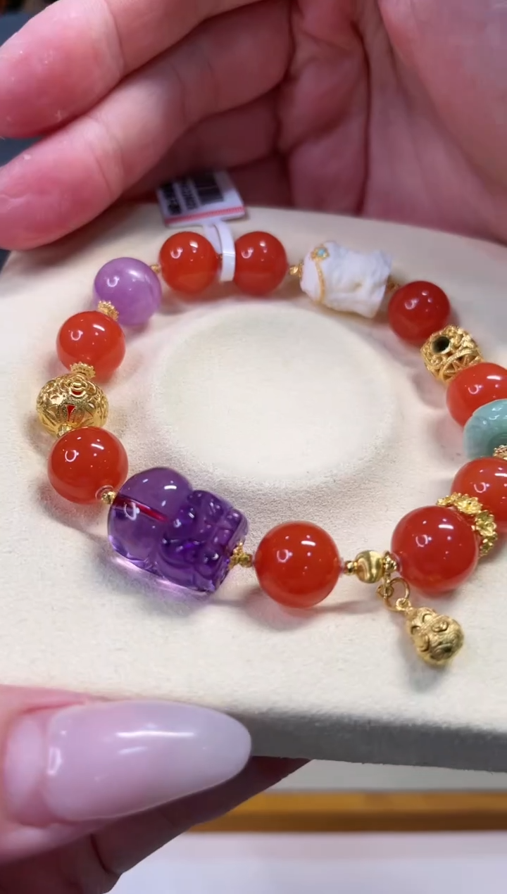 【闪购商品】南红玛瑙手链18K金镶嵌@@ZY41226025