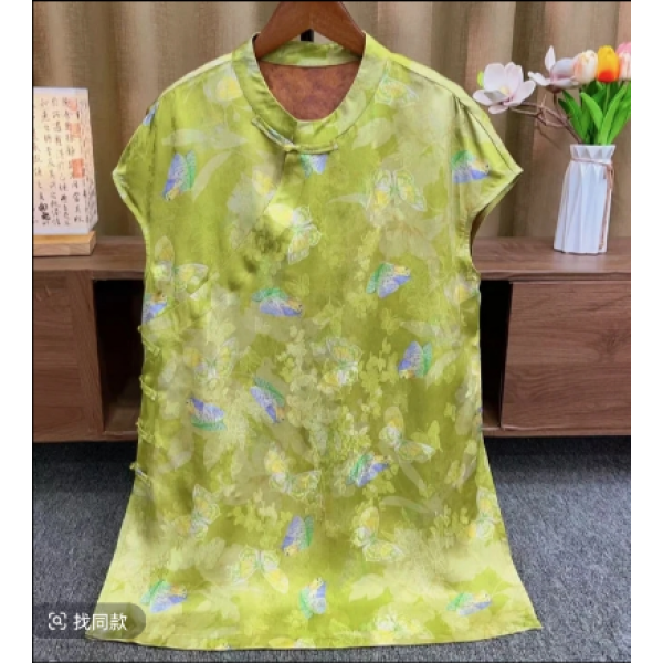 【绿烟蝶踪】日常中长裙花纹网红国潮 R0837