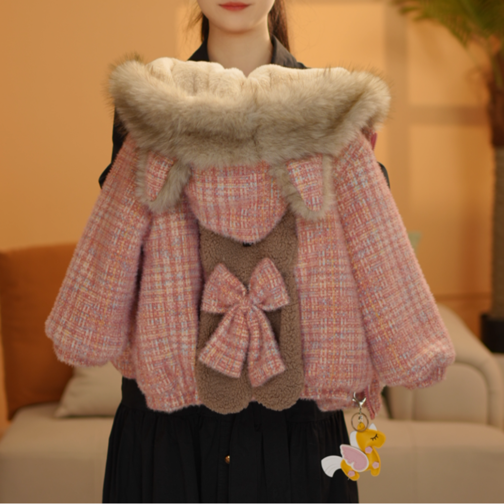 女童冬季2025新款韩版连帽加厚加绒外套测3