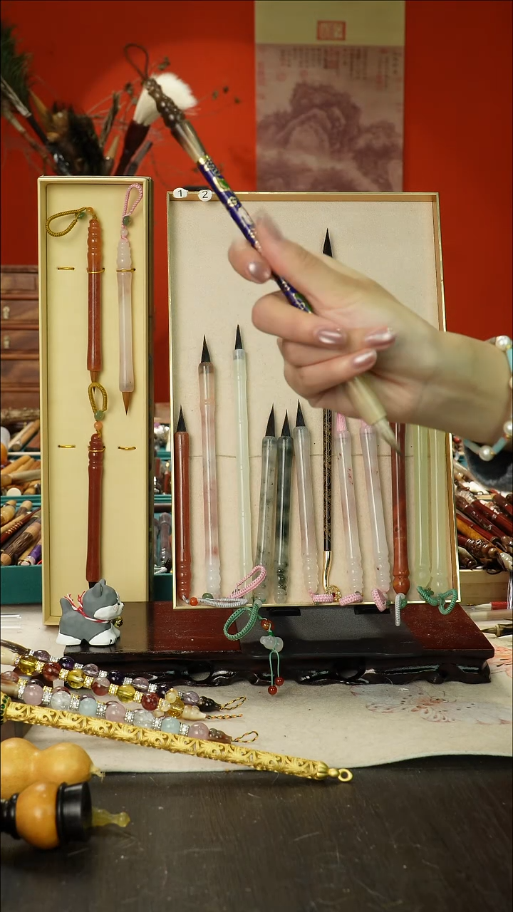 闪35孤品高货毛笔链接 清水试笔 蘸墨不退