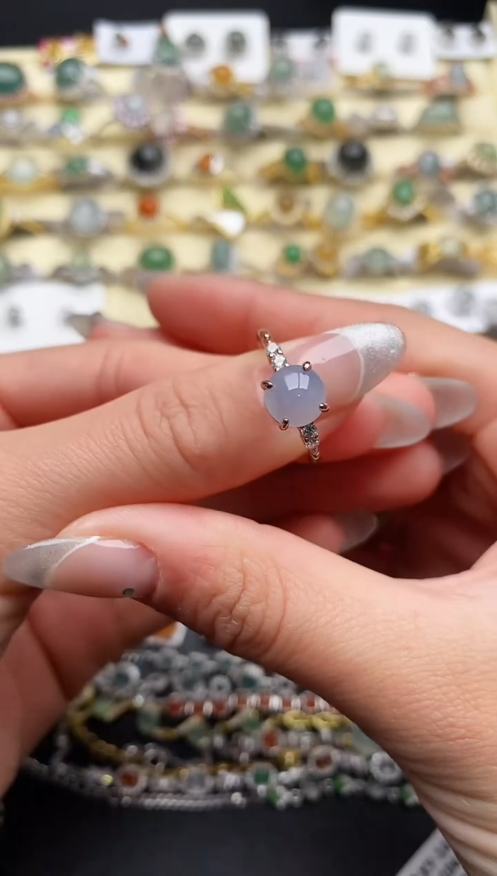 【闪购商品】翡翠戒指银S925镶嵌44444444+4