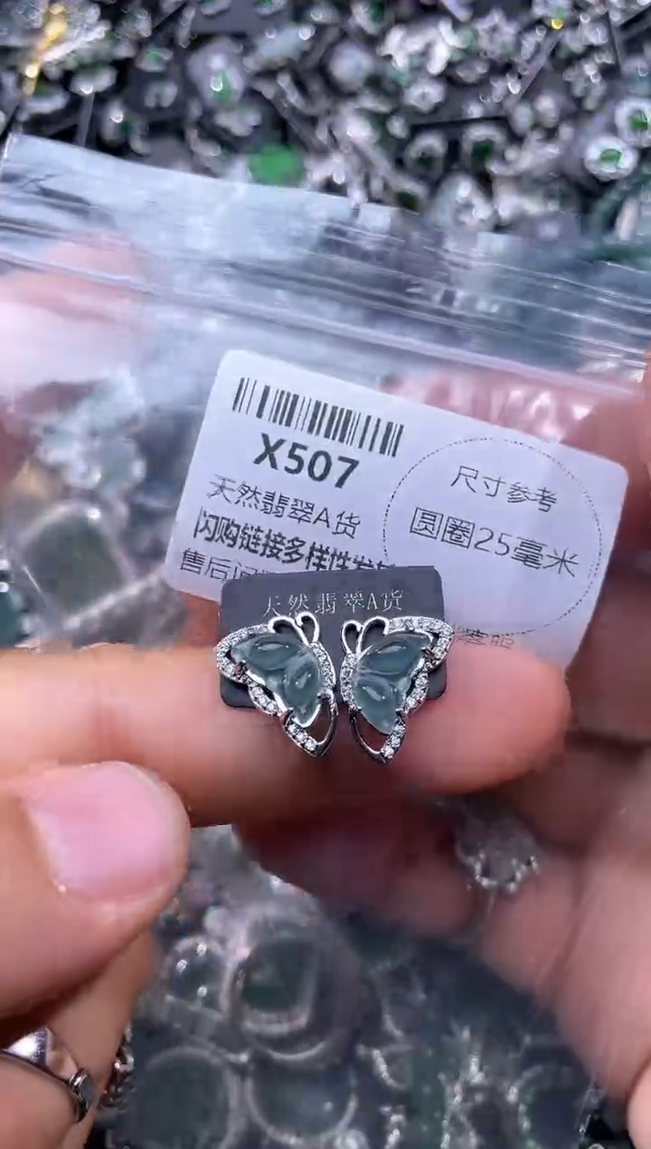 【闪购商品】翡翠颈饰未镶嵌X507耳钉