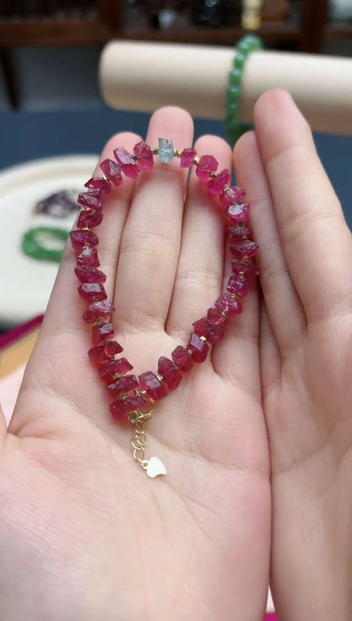 【闪购商品】碧玺手链银S925镶嵌碧玺随型手链*1 QJG