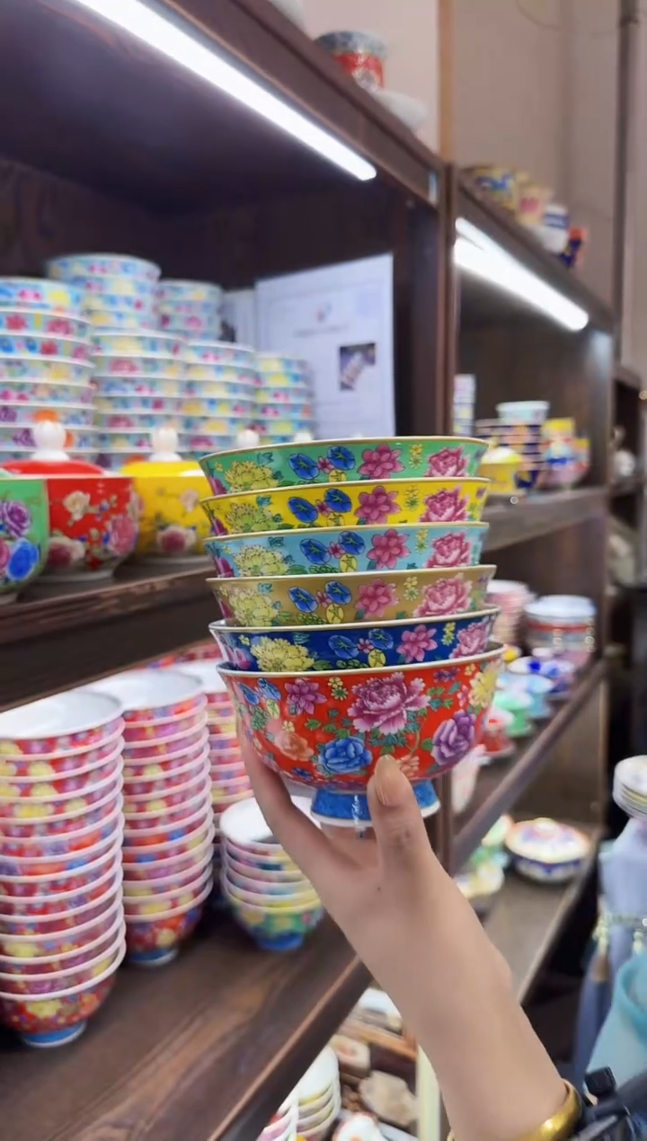 珐琅5英寸饭碗10个景德镇陶瓷