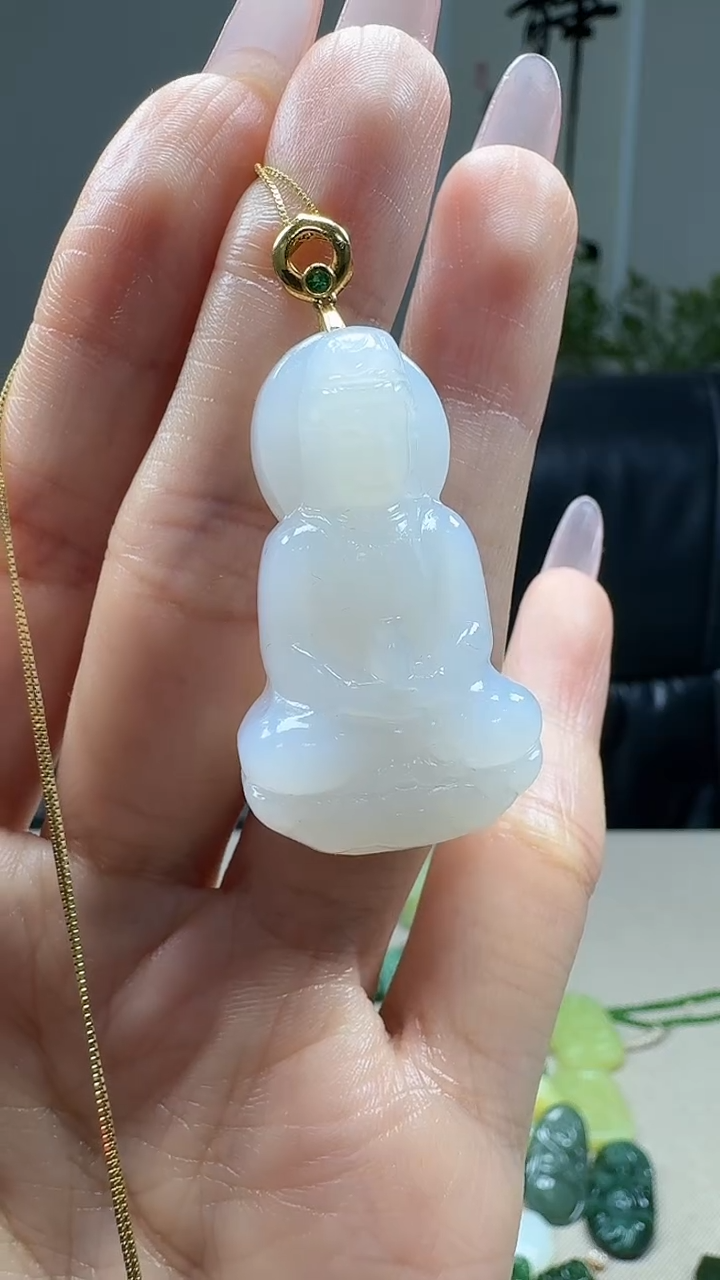 吊坠(不含链)18K金镶嵌和田玉1