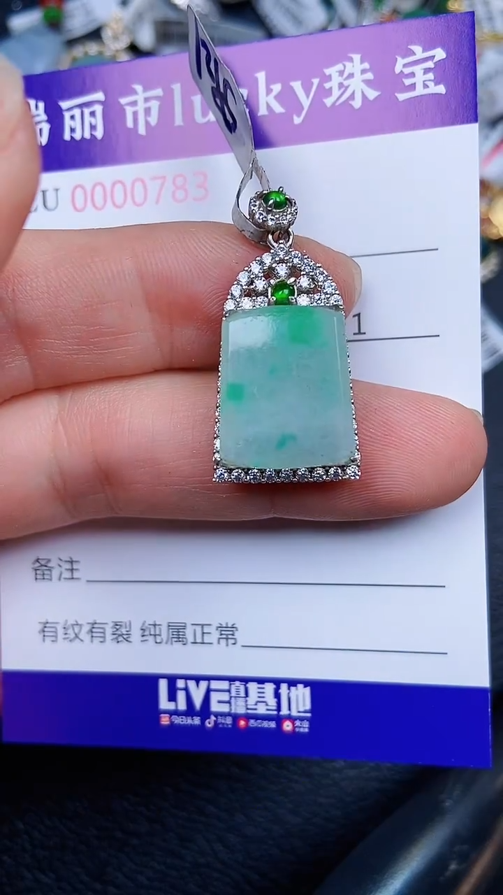 颈饰银S925镶嵌翡翠0783