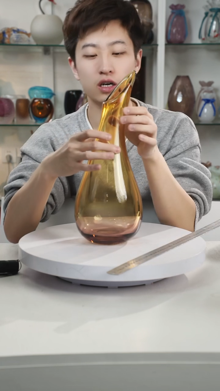 【闪购商品】琉璃高36轻奢琉璃花器福利正常手工痕迹