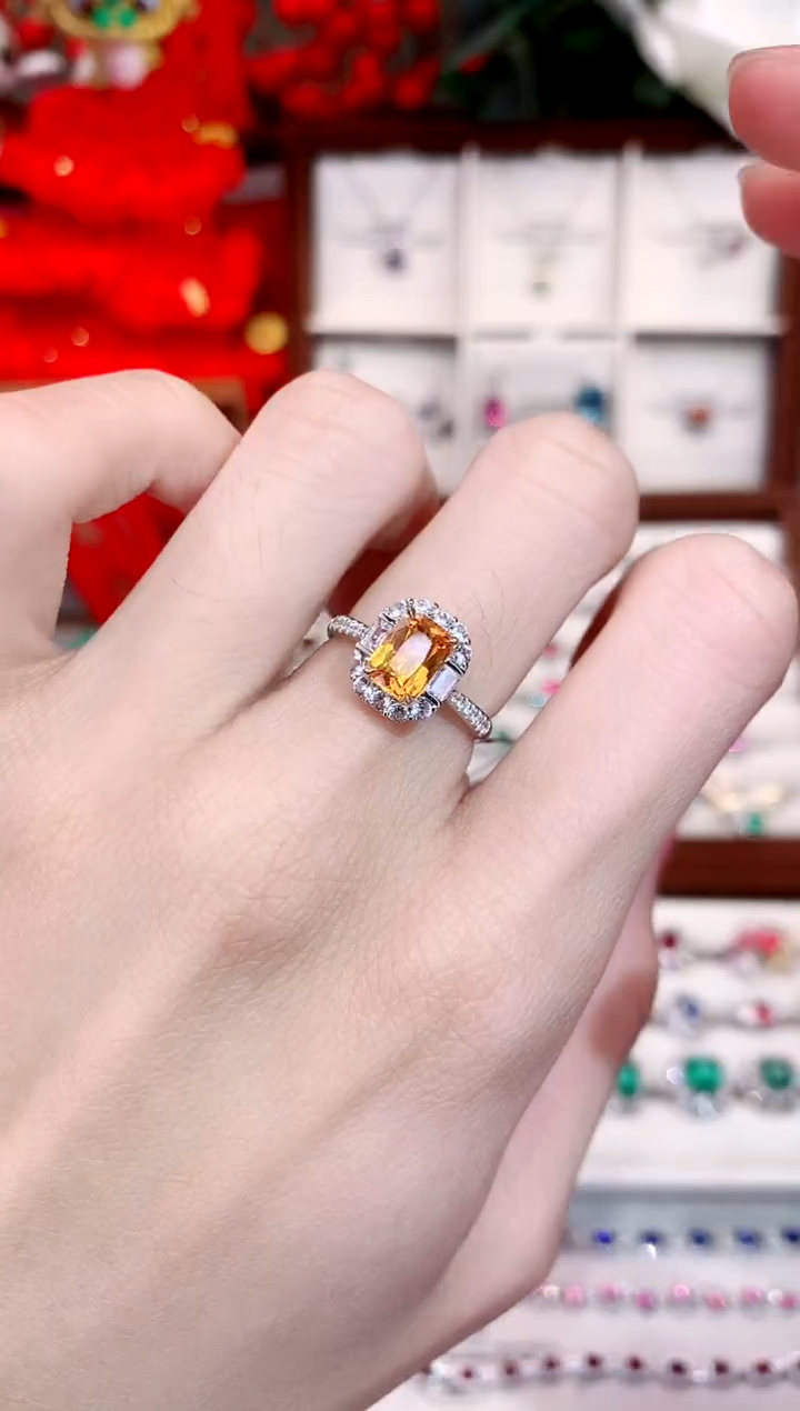 【闪购商品】彩色蓝宝石戒指18K金镶嵌1.61ct/天然宝石/七天无理由1