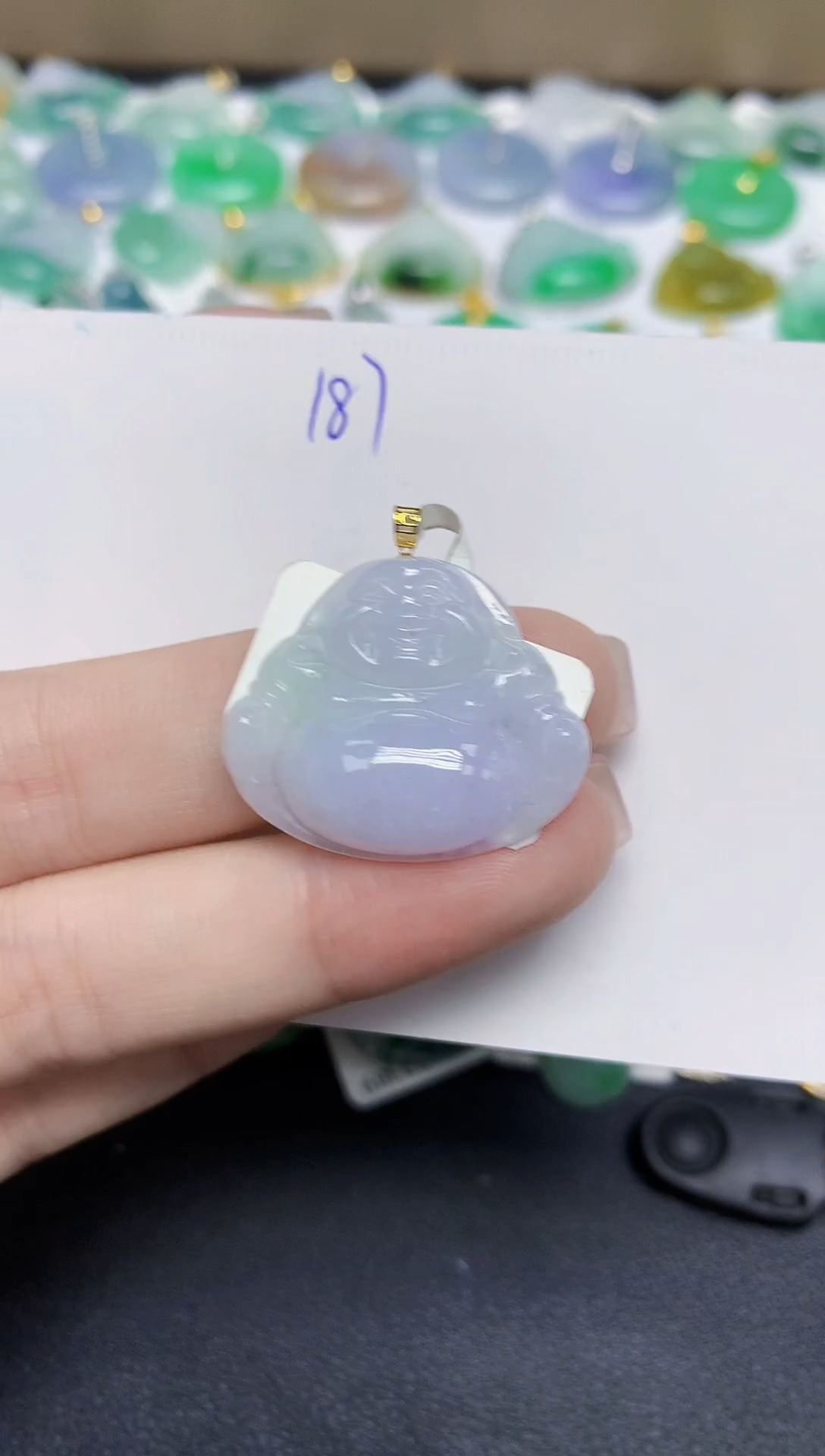 颈饰18K金镶嵌翡翠天然缅甸翡翠A货翡翠百元以上9元证书费自理