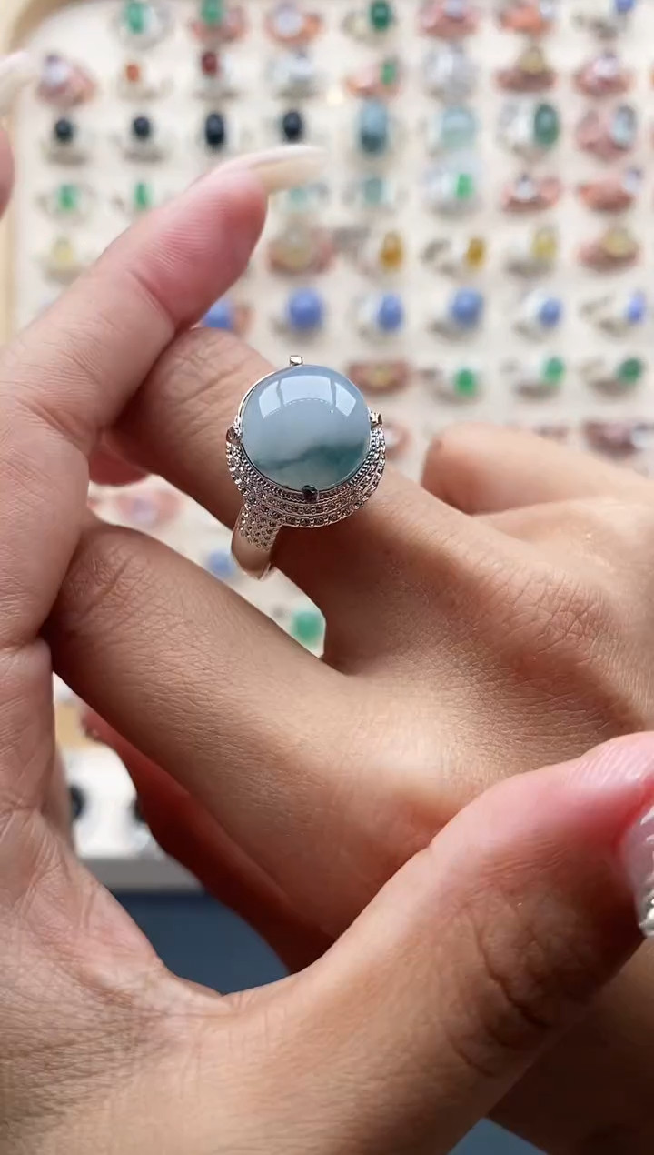 【闪购商品】翡翠戒指未镶嵌缅甸天然A货翡翠333  8+2