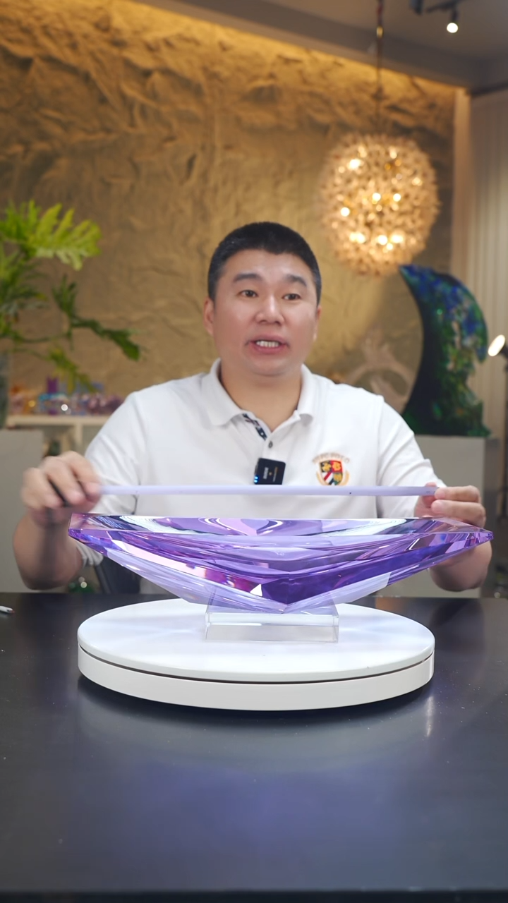 手工艺品琉璃金紫色切面冰壶果盘