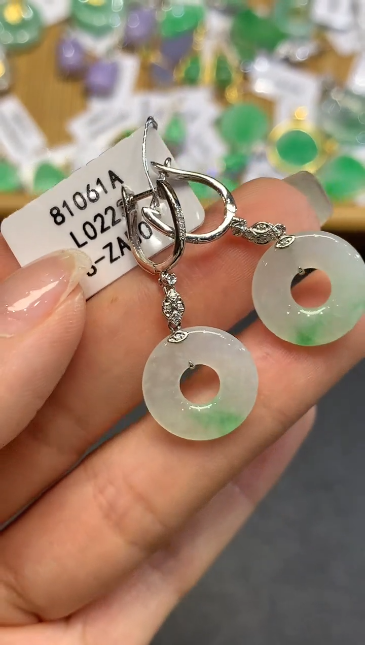 【闪购商品】翡翠耳饰18K金镶嵌1036  