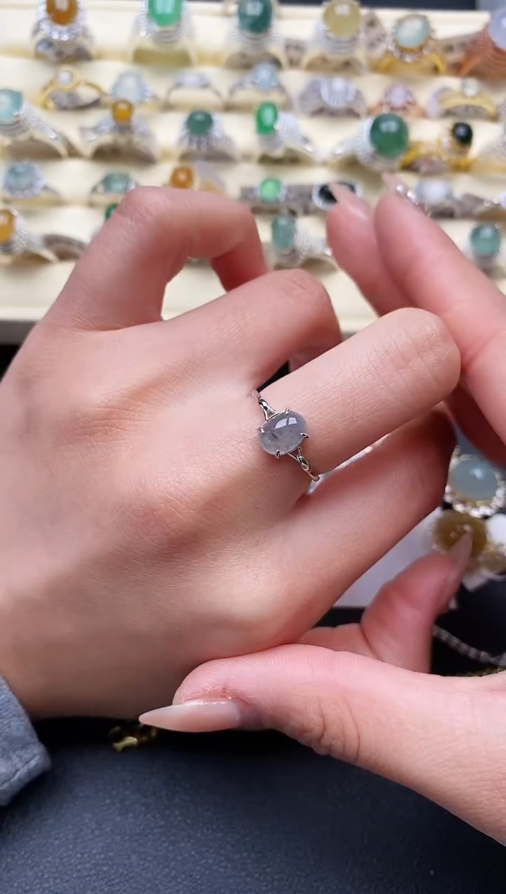 【闪购商品】翡翠戒指银S925镶嵌111111+9