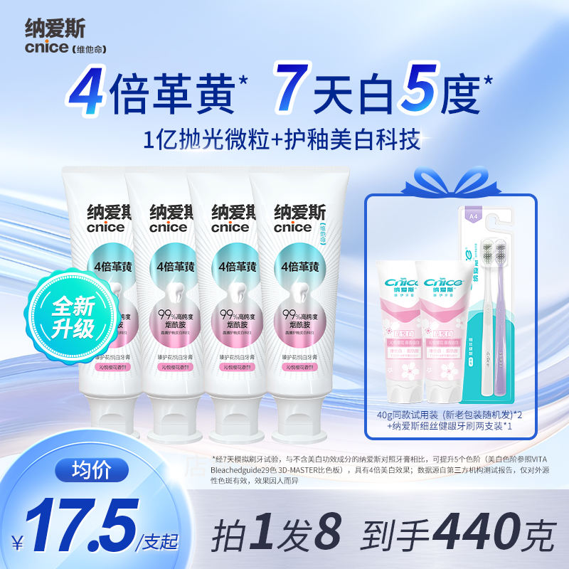【国货】纳爱斯4倍革黄护釉美白因子抛光微粒去牙渍温和清新牙膏h